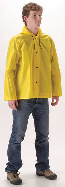 Nasco Rain Jacket with Hood, 2XL, PU/Nylon, 30inL 81JY2