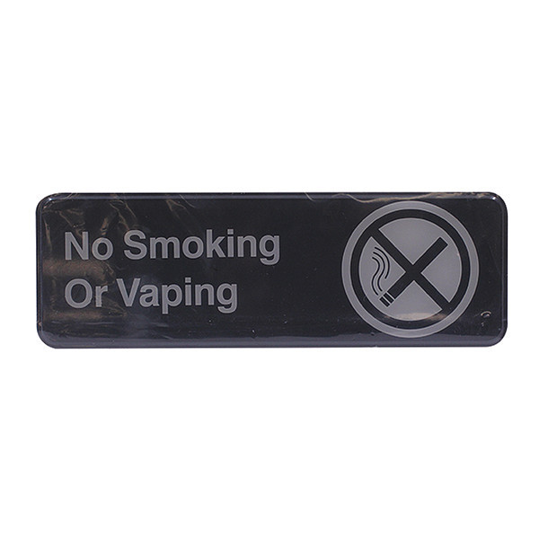 Tablecraft Compliant Plst Sign, No Smk/Vap, 3"X9", 394564 394564