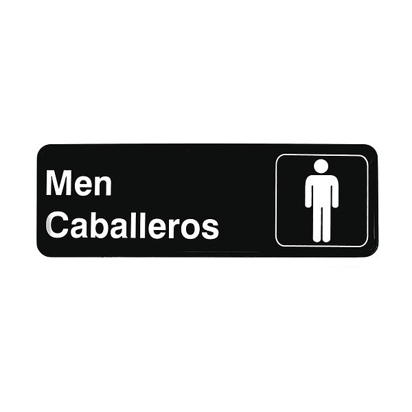 Tablecraft MultiLingual Plst Sign, Men/Caballe, 3"X9", 394566 394566