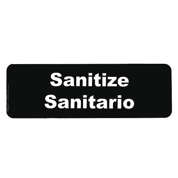 Tablecraft Multi-Lingual Plst Sign, Sanitize3"X9", 394595 394595