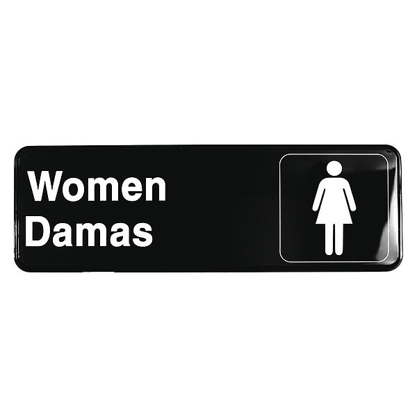 Tablecraft Multi-Lingual Plst Sign, Womn/Damas, 3"X9", 394567 394567