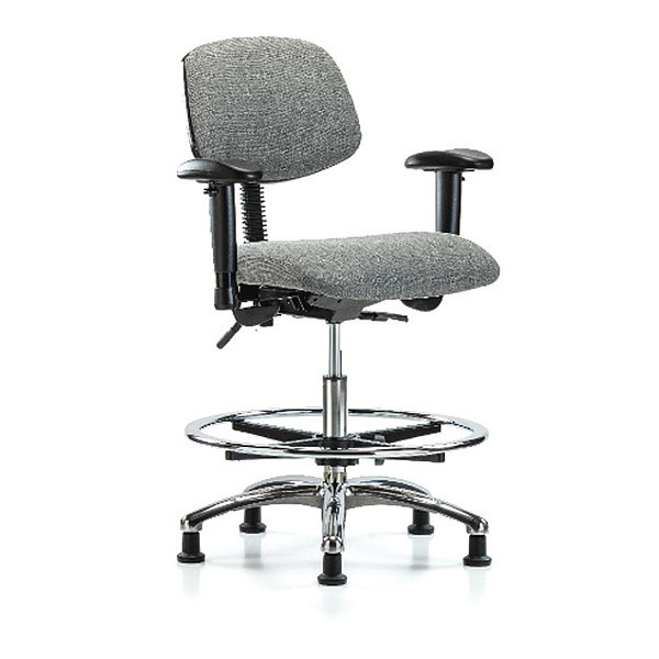 Blue Ridge Ergonomics Medium Bench Chair, Fabric, 22" to 29" Height, Adjustable Arms, Gray BR-FMBCH-CR-T1-A1-CF-RG-F44