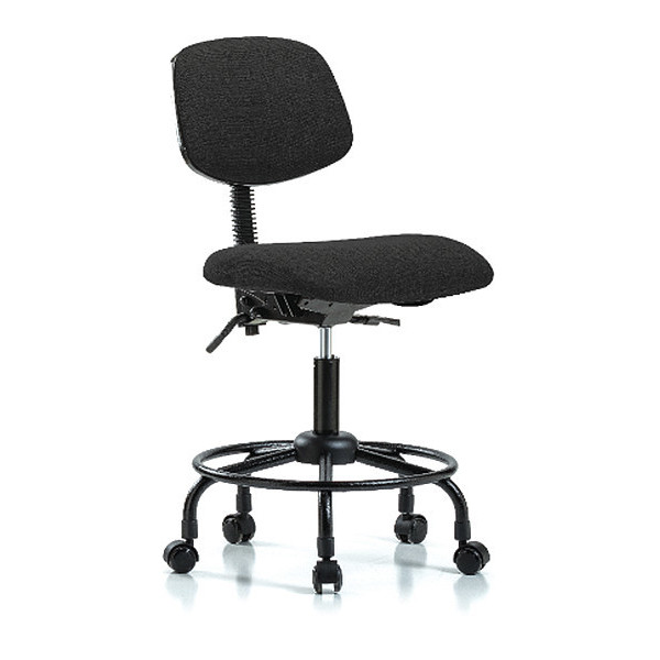 Blue Ridge Ergonomics Chair, Fabric, Med Bench, RT Casters, Blk BR-FMBCH-RT-T0-A0-RC-F42