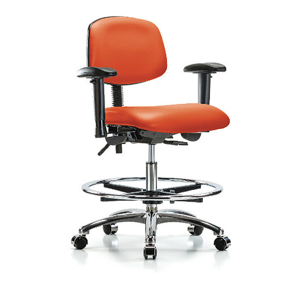 Blue Ridge Ergonomics Medium Bench Chair, Vinyl, 22" to 29" Height, Adjustable Arms, Orange Kist BR-VMBCH-CR-T0-A1-CF-CC-8613