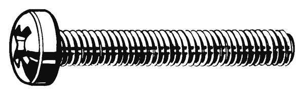 Zoro Select M8-1.25 x 30 mm Phillips Fillister Machine Screw, Plain 18-8 Stainless Steel, 50 PK M51340.080.0030