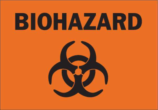 Condor Biohazard Sign, 7 in Height, 5 in Width, Vinyl 34GL61