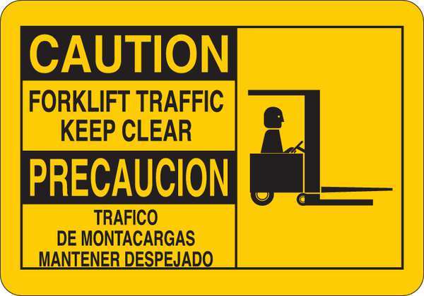 Condor Caution Sign, 7 in H, 10 in W, Vinyl, English, Spanish, 34GM17 34GM17