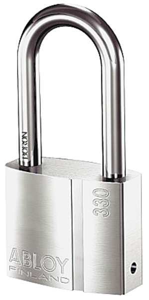 Abloy Padlock, Keyed Different, Long Shackle, Rectangular Brass Body, Hardened Steel Shackle, 1 in W PL330/50B-KD