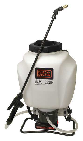 Black & Decker 4 gal. Backpack Sprayer, Polyethylene Tank, Cone, Fan Spray  Pattern, 42 in Hose Length 63980