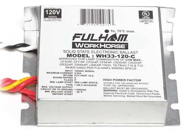 Fulham 5 to 64 Watts, 1, 2, 3, or 4 Lamps, Electronic Ballast WH33-120-C