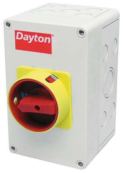 Hoffman Nonfusible Enclosed Single Throw Disconnect Switch, 32 A, 600V AC, 3 pole, NEMA 12, 3R VS-DS40RYK
