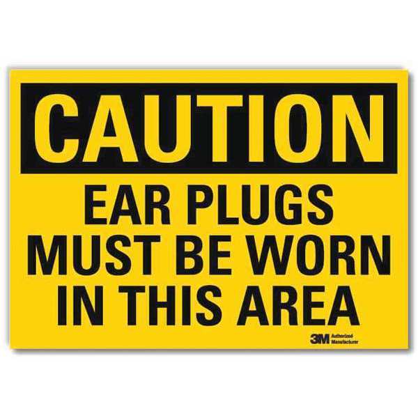 Lyle Safety Sign, Ear Plugs Worn, 10in.W U4-1228-RD_10X7