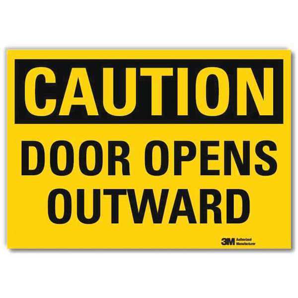 Lyle Safety Sign, Door Opens Outward, 5in.H U4-1215-RD_7X5