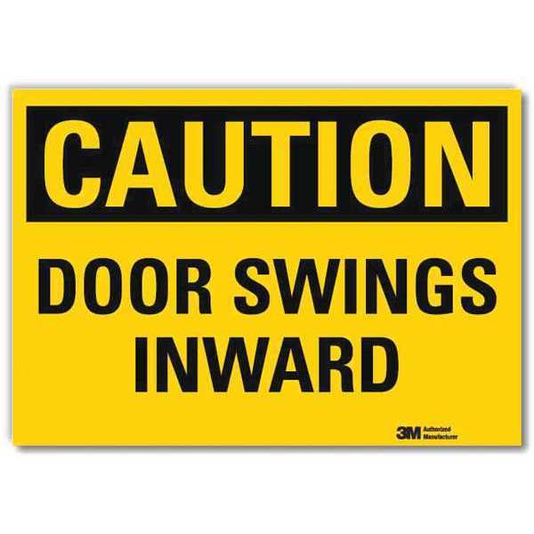 Lyle Safety Sign, Door Swings Inward, 14in.W U4-1216-RD_14X10