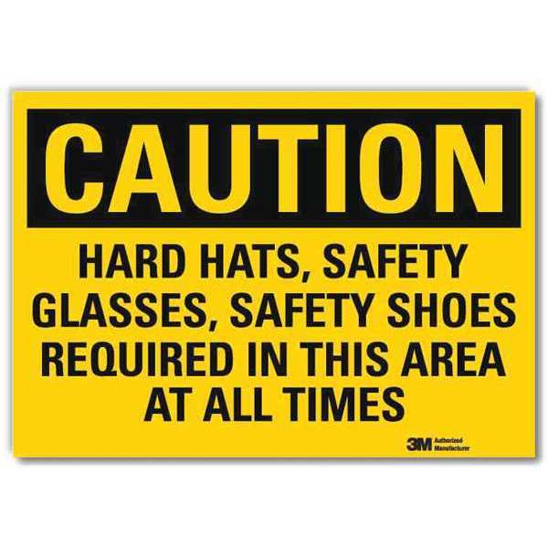 Lyle Safety Sign, Hard Hats, Sfety Shoes, 14inW U4-1368-RD_14X10