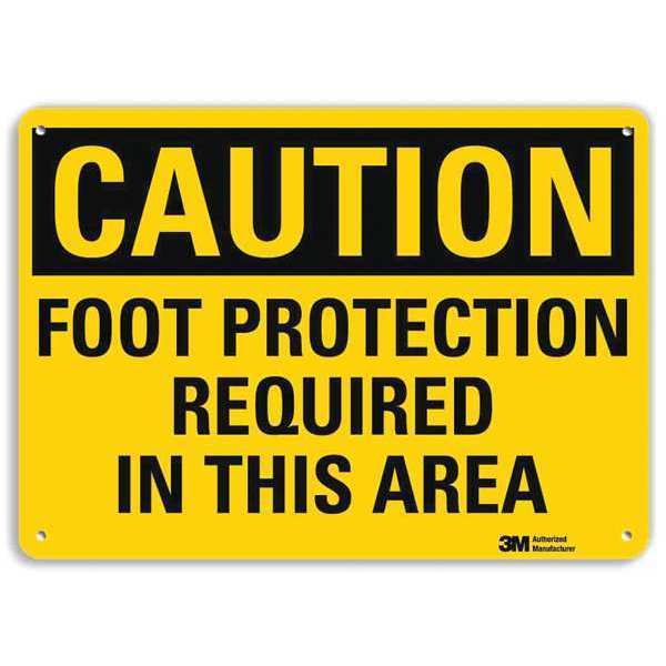 Lyle Safety Sign, Foot Protection Area, 10in.H U4-1322-RA_14X10