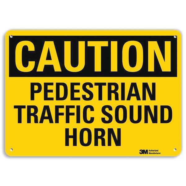 Lyle Caution Sign, 10 in H, 14 in W, Plastic, Horizontal Rectangle, English, U4-1584-NP_14X10 U4-1584-NP_14X10