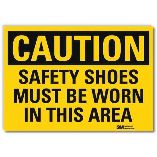 Lyle Safety Sign, Safety Shoes, Caution, 10 in H U4-1658-RD_14X10