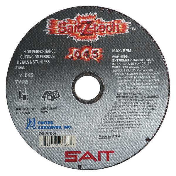 United Abrasives/Sait SAIT 23323 Z-Tech™ High Performance Cut-Off Wheels (Type 1/Type 41 Flat) 4" x .045" x 5/8" 23323