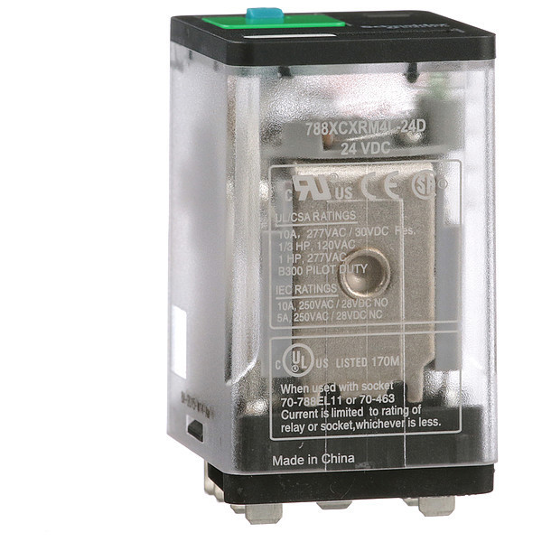 Schneider Electric General Purpose Relay, 24V DC Coil Volts, Square, 11 Pin, 3PDT 788XCXRM4L-24D