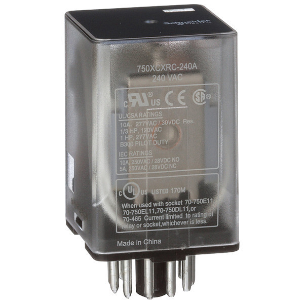 Schneider Electric General Purpose Relay, 240V AC Coil Volts, Octal, 11 Pin, 3PDT 750XCXRC-240A