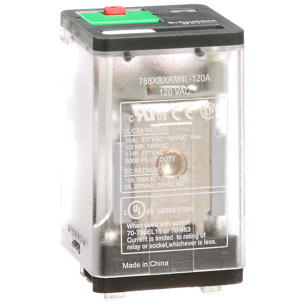 General Purpose Relay, 120V AC Coil Volts, Square, 8 Pin, DPDT