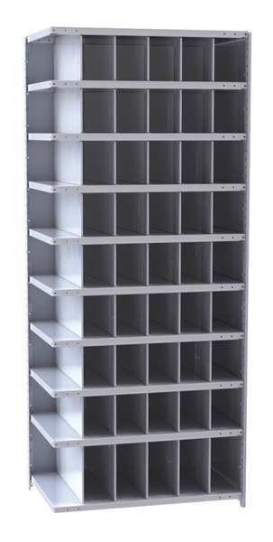 Hallowell Steel Add-On Pigeonhole Bin Unit, 18 in D x 87 in H x 36 in W, 10 Shelves, Gray A5528-18HG