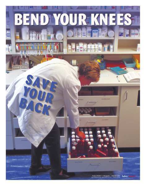 Safetyposter.Com Safety Poster, Bend Your Knees Save, ENG P4408