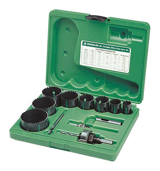 Greenlee Electrician/Plumber Hole Saw Kit, 13 pcs. 891
