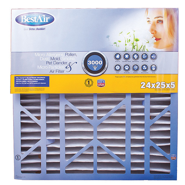 Bestair Pro 24 in x 25 in x 5 in Synthetic Furnace Air Cleaner Filter, MERV 13 2 PK CB2425-13R-2