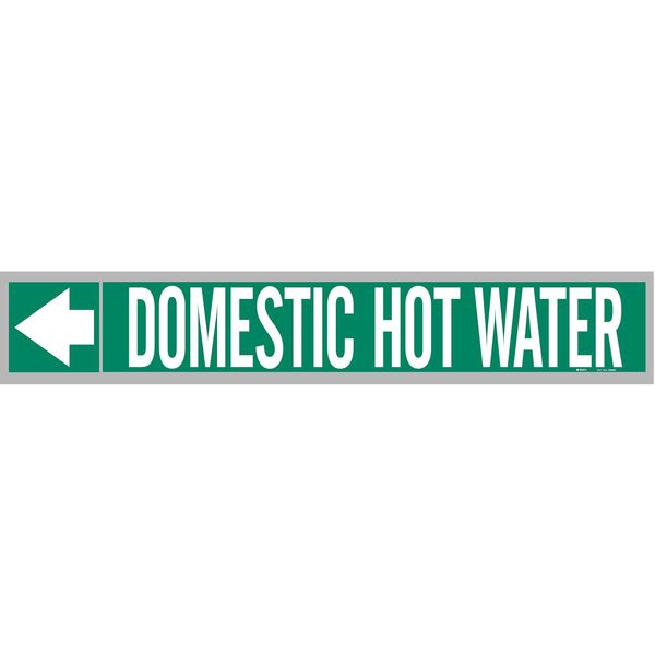 Brady Pipe Marker, Domestic Hot Water, Wht Leg. 108899