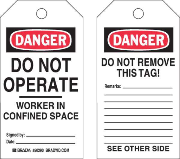 Brady Danger Tag, Do not Operate, Econ Poly, PK25 50290