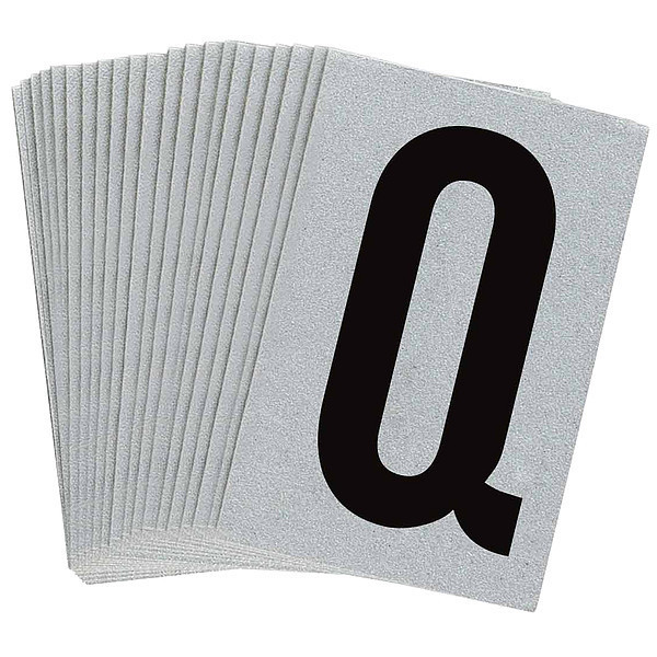 Brady Letter Label, Q, Blk On Slvr, 1-1/2inH, PK25 5900-Q