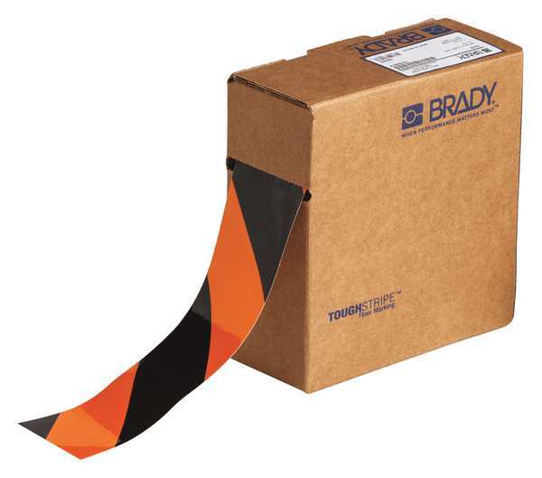Brady Marking Tape, Cont Roll, Blk/Orange100 ft. 132433