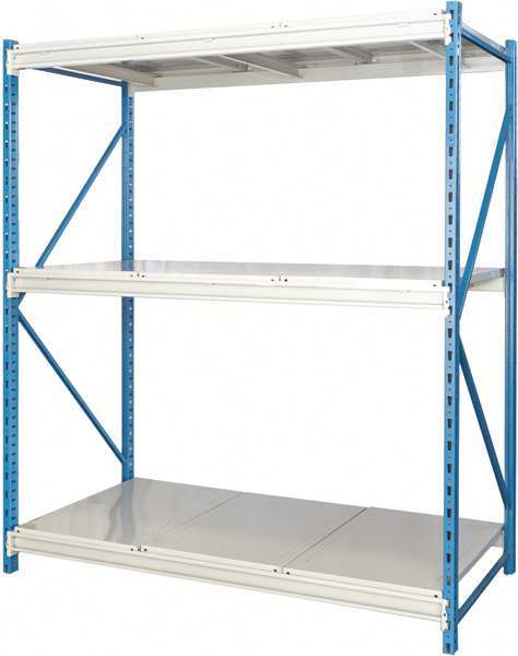 Hallowell Starter Bulk Storage Rack, 24 in D, 72 in W, 3 Shelves, Marine Blue/ Light Gray HBR722487-3S-S-PB