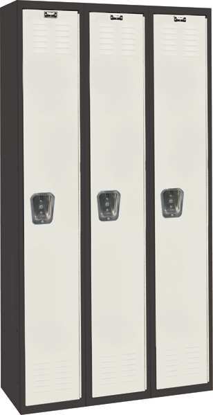 Hallowell Wardrobe Locker, 36 in W, 18 in D, 72 in H, (1) Tier, (3) Wide, Light Gray/Black U3282-1A-MP