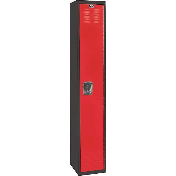 Hallowell Wardrobe Locker, 12 in W, 18 in D, 72 in H, (1) Tier, (1) Wide, Red/Black U1282-1MR