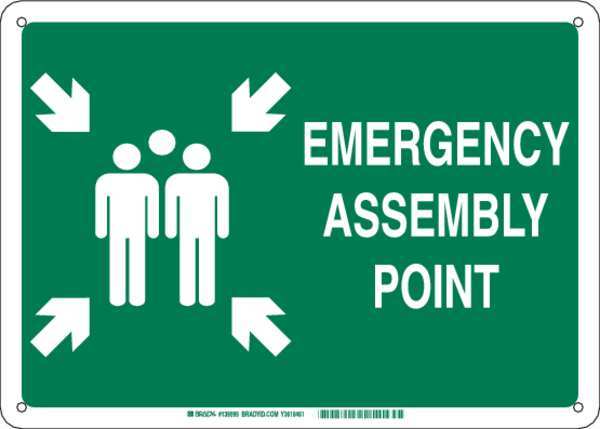 Brady Emergency Assembly Sign, 18X24, Fiberglass 139597