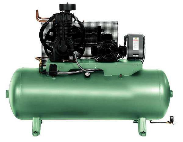 Speedaire Elec. Air Compressor, 2 Stage, 5HP, 16.6CFM, Overall Length: 63 in 35WC46