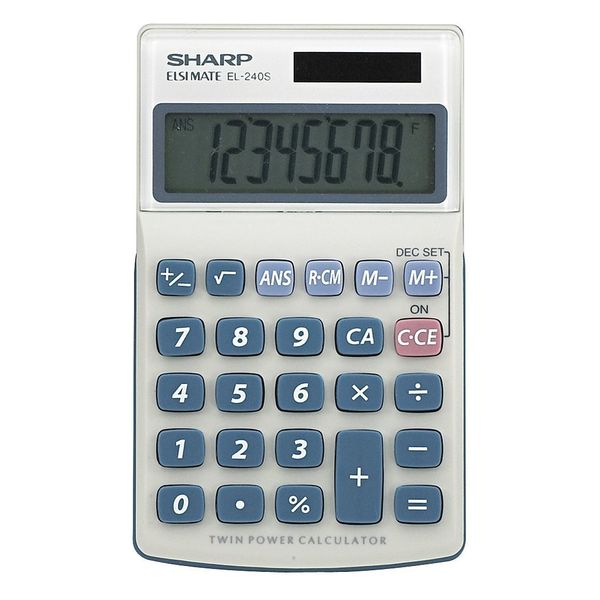 Sharp Handheld Calculator, LCD, 8 Digit SHREL240SAB