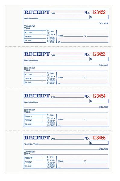 Tops Money And Rent Receipt Books, Duplicate TOP46806