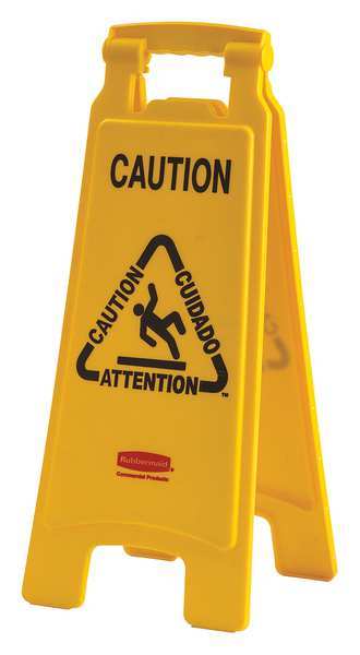 Brady Floor Stand Sign, 24 1/2 in H, 12 in W, Plastic, Rectangle, English, Spanish, 104810 104810