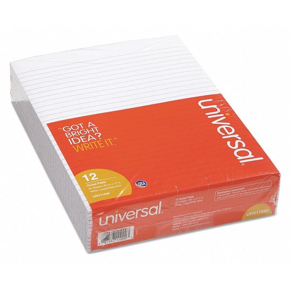 Universal 8-1/2 x 11" Ruled Writing Pad, Pk12 UNV11000