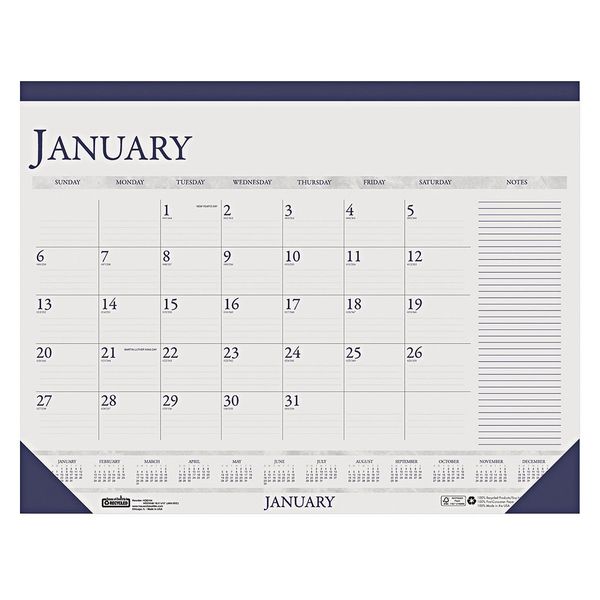 House Of Doolittle 22 x 17" Two-Color Monthly Desk Pad Calendar With Large Notes Section HOD164