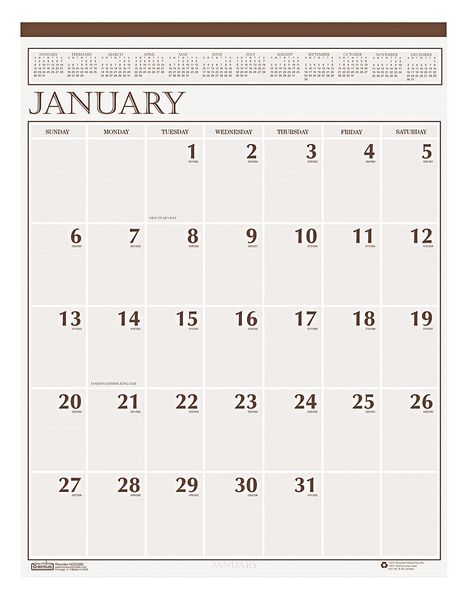 House Of Doolittle 20 x 26" Large Print Monthly Wall Calendar, Beige HOD380