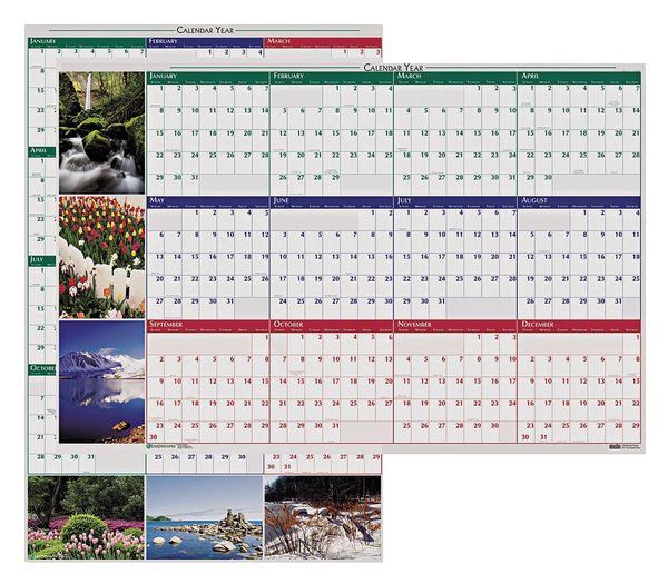 House Of Doolittle Reversible/Erasable Yearly Wall Calendar, 32" x 48" HOD3931