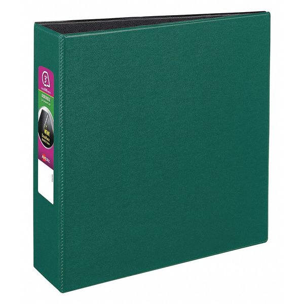 Zoro Select 3" Slant Ring Durable Binder, Green, 11 x 8.5 AVE27653