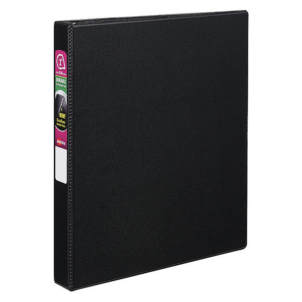 Zoro Select 1" Slant Ring Durable Binder, Black AVE27250