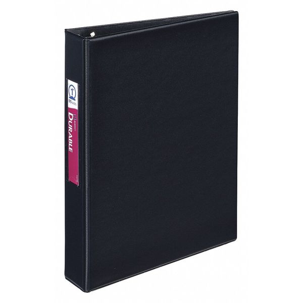 Zoro Select 1" Mini Durable Round Binder with Pockets, Black AVE27257