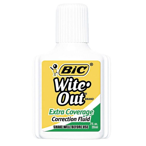 Bic Correction Fluid, 20mL, White, PK12 BICWOFEC12WE